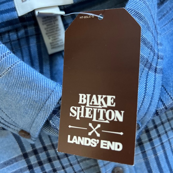 Blake Shelton Lands’ End NWT Blue Plaid Flannel Buttondown Sz. L - Picture 10 of 11